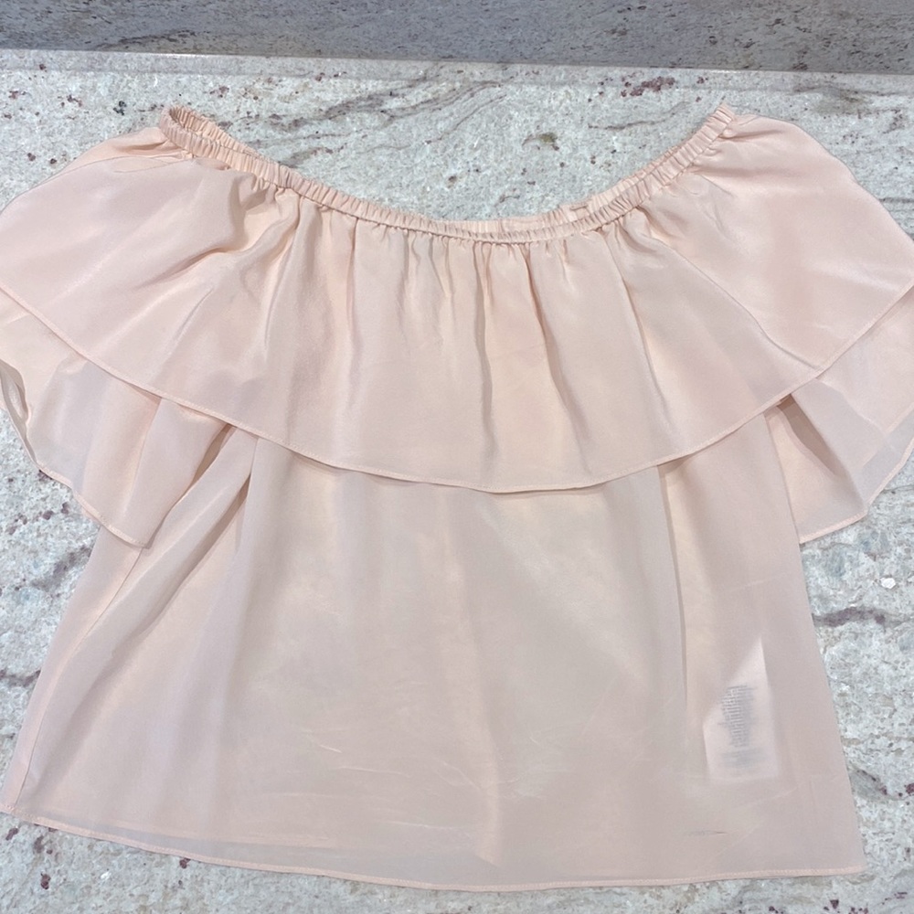 🩷 MARCIANO 100% Silk off the shoulder pink top size small 🩷